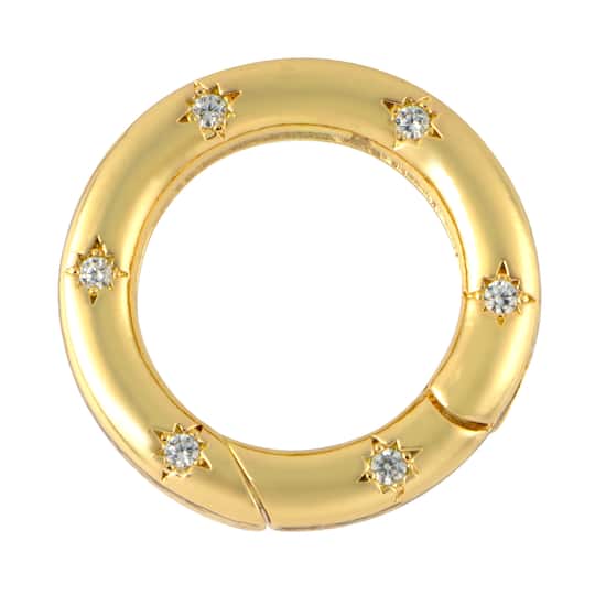20mm Round Gem-Studded Metal Clasp Charm Connector by Bead Landing